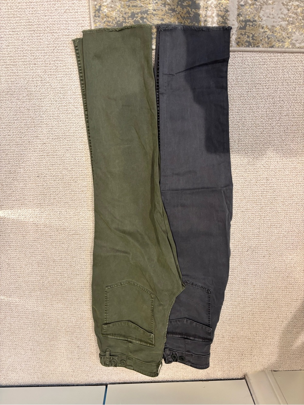 Madewell Olive Green and Charcoal Slim utility pants 26 2 pair